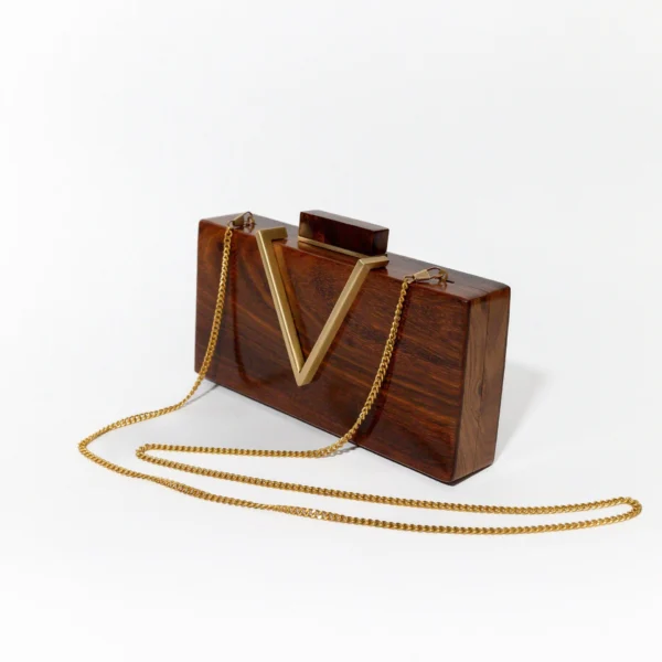 Wooden Clutch with Chain